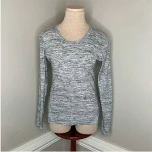 James Perse Standard Crew Neck Tee Gray White Heathered Long Sleeves Size Small
